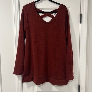 Chic Soul Burgundy V-Neck Sweater